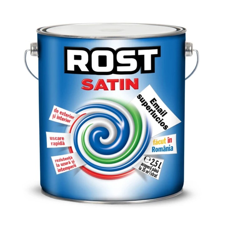 Alkyd festék fára / fémre, Rost, beltéri / kültéri, fehér, 2.5 L