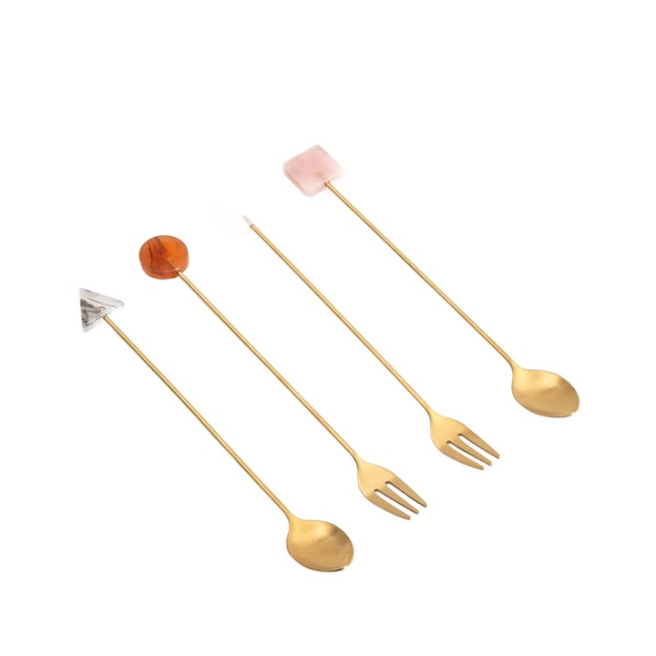 Set tacamuri desert DORELLE aurii cu elemente decorative 4 buc. HOMLA