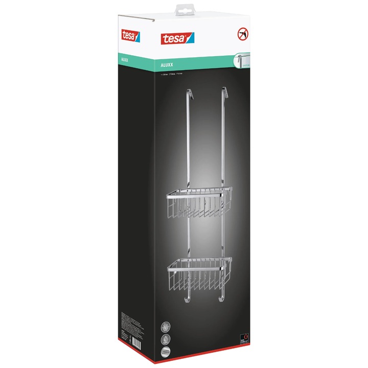 Etajera Tesa ALUXX cromat, cu doua niveluri, pentru agatat, aluminiu