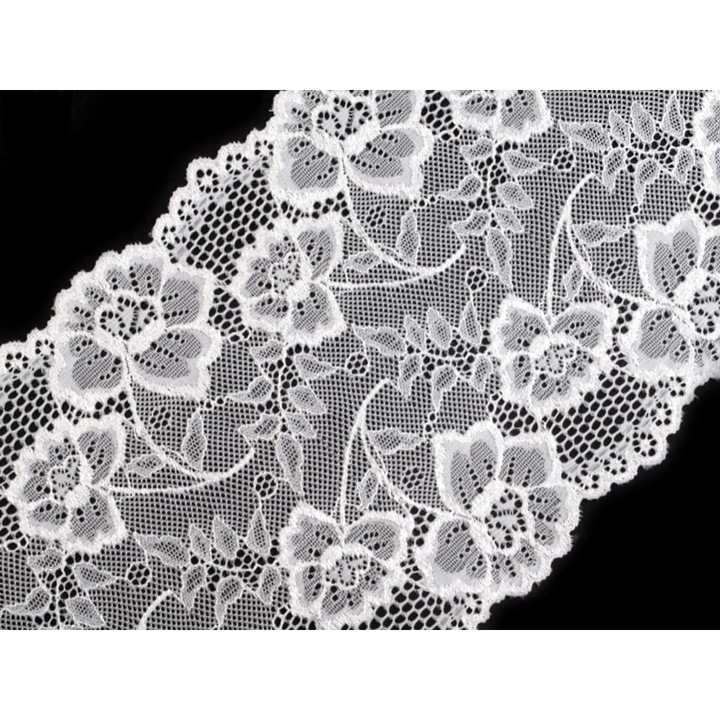 Dantela elastica, Kufer, alb, 185mm, set 13,5m