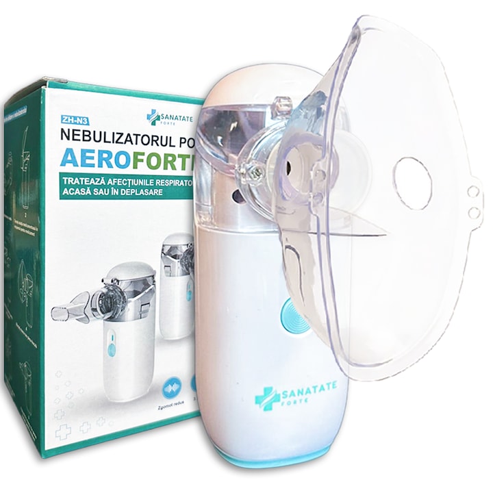 Aparat Aerosoli Nebulizator Aeroforte – Inhalator Portabil pentru Respiratie, Acasa & Calatorii