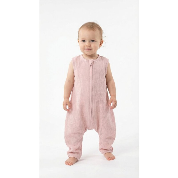 Sac de dormit, cu picioare, un strat, muselina, roz deschis 80-92 CM