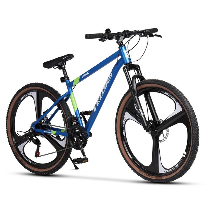 Bicicleta MTB-HT Velors Power 2.7 V27302M 27", Alumínium váz, Kék/Fehér/Zöld