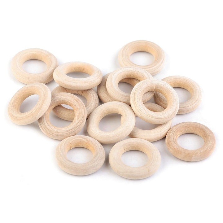 Famacrame gyűrűkészlet, fából, Kufer, 12x24 mm, 10 darab