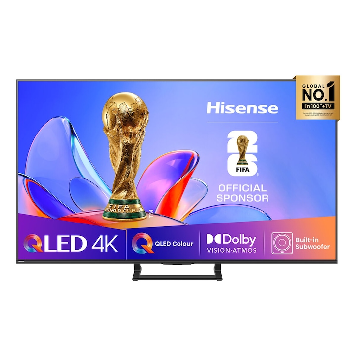 Televizor smart, Hisense, 75A7Q, 75", 4K Ultra HD, QLED, HDR, negru, Wi‑Fi, Bluetooth, HDMI 2.1, 20 W RMS, VESA 600x400 mm