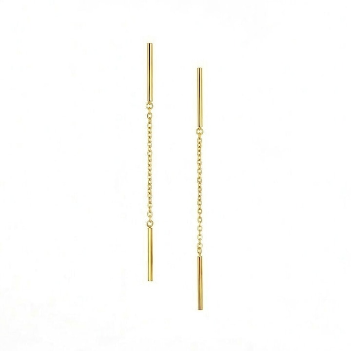 Cercei Dangle, Design Minimalist-Lant, Argint 925, Placati cu Aur Galben