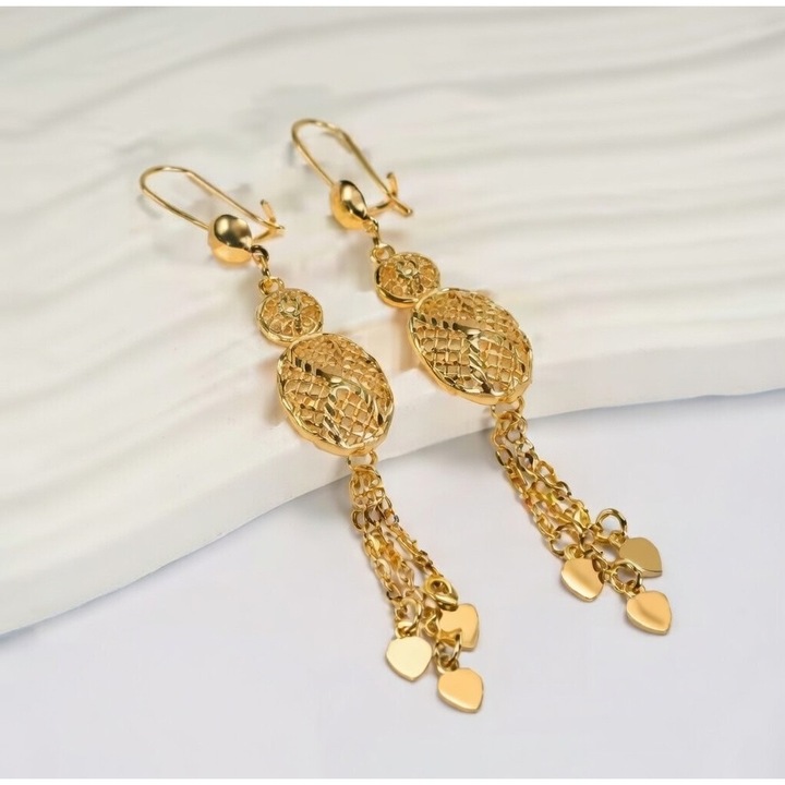 Cercei Dangle, Design Elegant-Versatil, Cupru, Placati cu Aur Galben de 24k