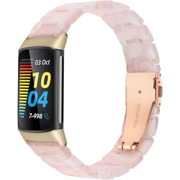 Wearlizer gyanta fitnesz karkötő, teljes készlet, Fitbit Charge 6/5-höz, 5,5"-7,9" (140mm-200mm), színes