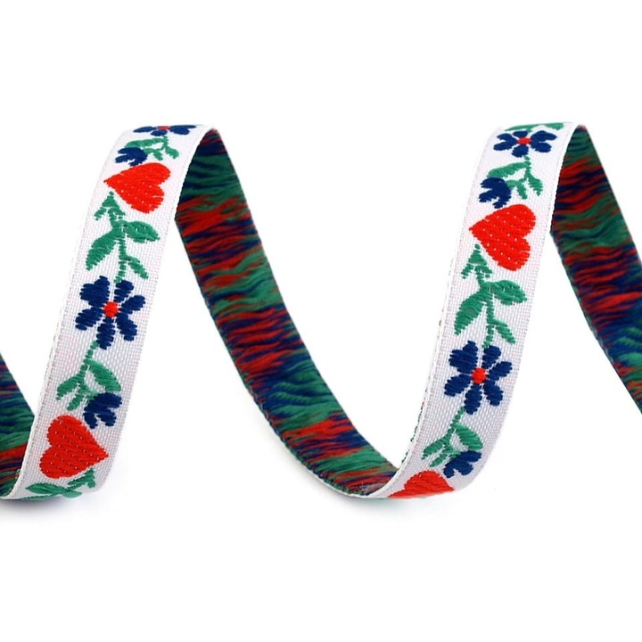 Kufer díszítő csipke, 9mm, virágmintás, 1mb