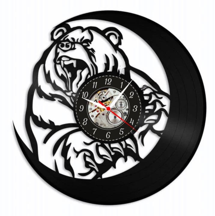 Ceas de perete decorativ, design Wildlife, vinil, Negru, 30x30cm