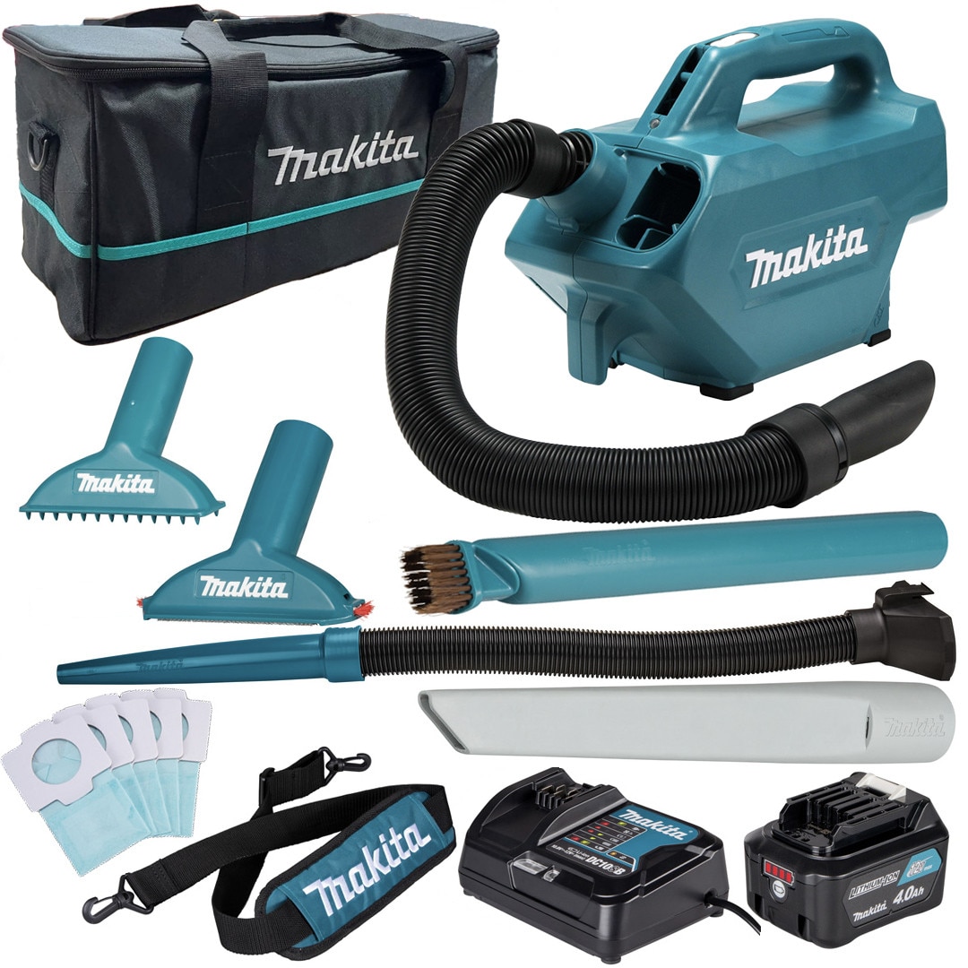 Aspirator fara fir, Makita, CL121D 12V CXT, 0,5l, 46mbar, 4Ah, set complet cu accesorii