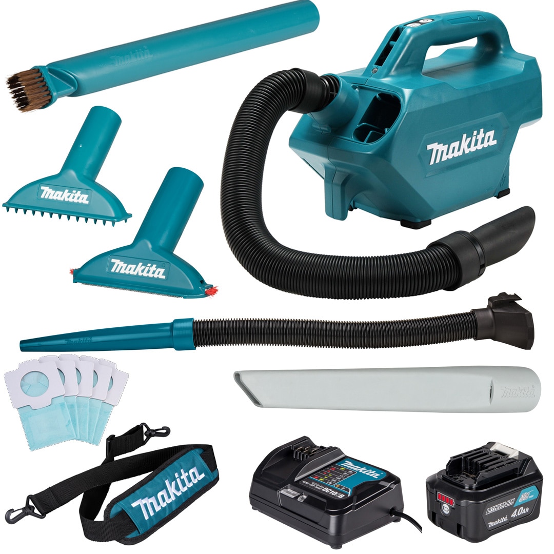 Aspirator fara fir, Makita, CL121D 12V CXT, 0,5l, 46mbar, 4Ah, set complet cu accesorii