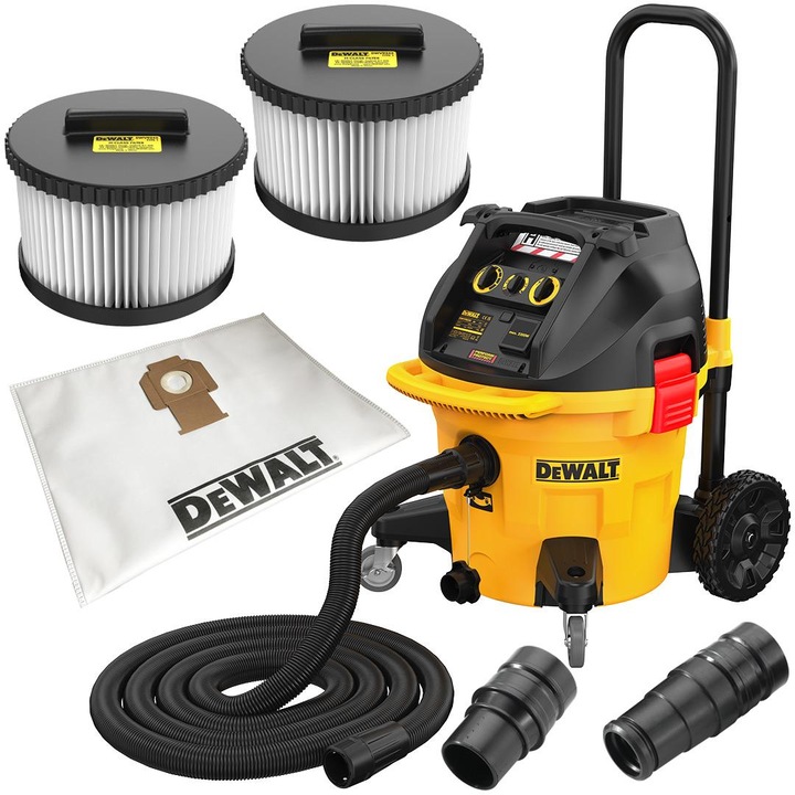 Aspirator industrial, DeWALT, 1400W, 38L, Umed/Uscat, Galben/Negru