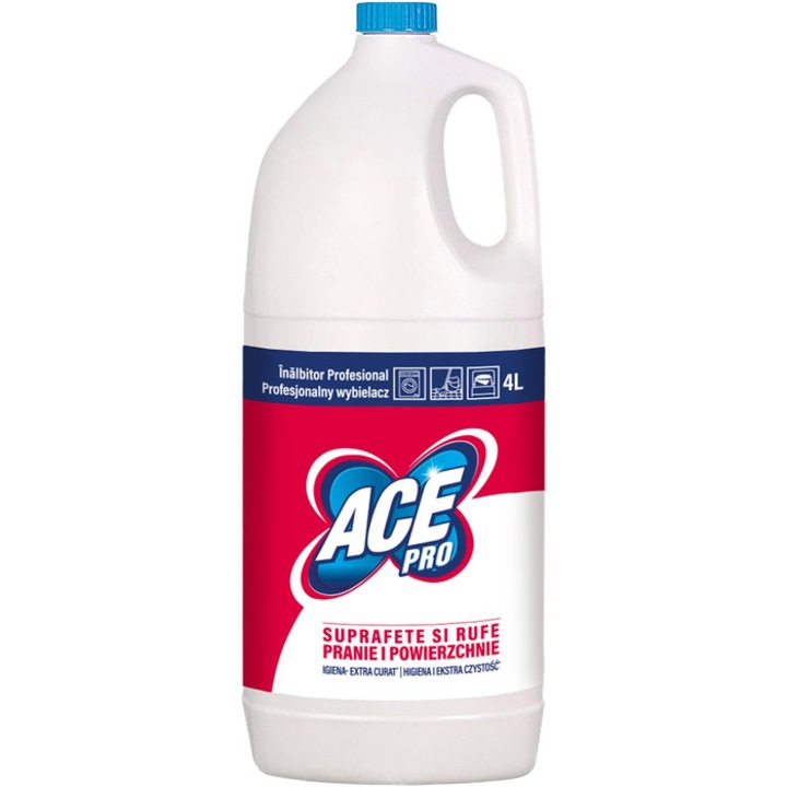 Detergent de rufe lichid, Ace, inalbitor, 4l, rufe albe, 100 spălări ...
