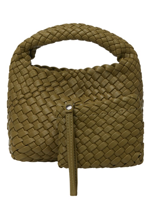 Joella 2 táska szett, fonott modell, olíva színű, egy méret