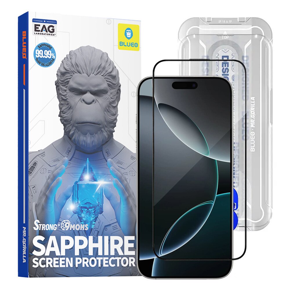 Folie telefon protectoare, Blueo, 9H, neagră, compatibilă iPhone 16 Pro/17/17 Pro