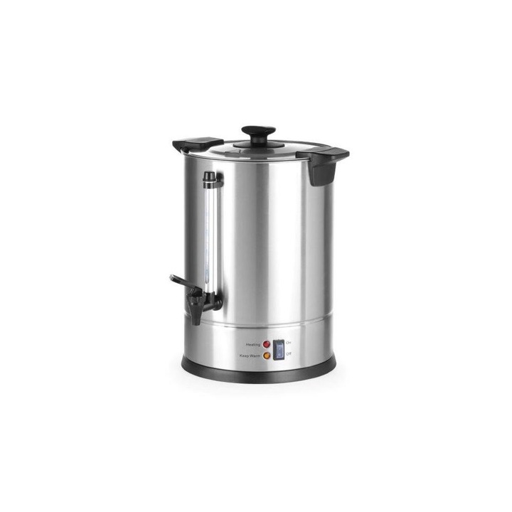 Percolator pentru cafea si ceai 211052, inox 5 L, 950 W, corp si filtru din otel inoxidabil AISI 304, robinet antipicurare, indicator nivel apa