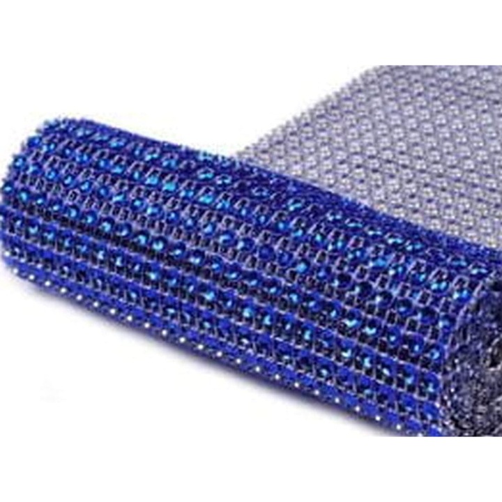 Banda adeziva cu imitatie cristale, 115 mm, albastru, 1 mb