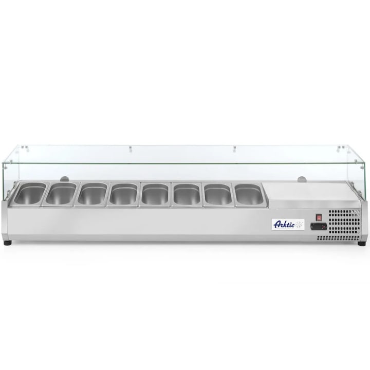Vitrina frigorifica rotunda Arktic 3 polite LED 100L, otel inoxidabil, dimensiuni 48x103cm