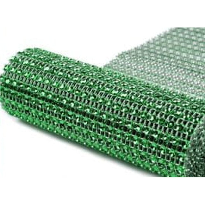 Banda adeziva cu imitatie cristale, 115 mm, verde, 1 mb