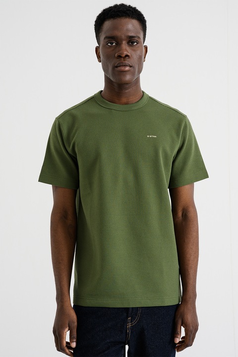 G-STAR, Тениска с овално деколте, Маслинено зелено