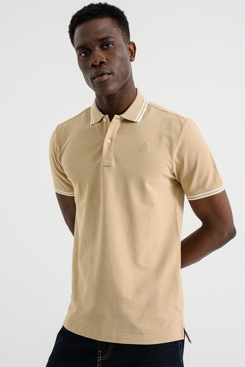 G-STAR, Слим тениска Dunda с яка, Светло бежово