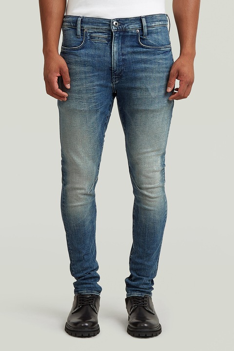 G-STAR, Blugi skinny cu aspect decolorat, Albastru prafuit