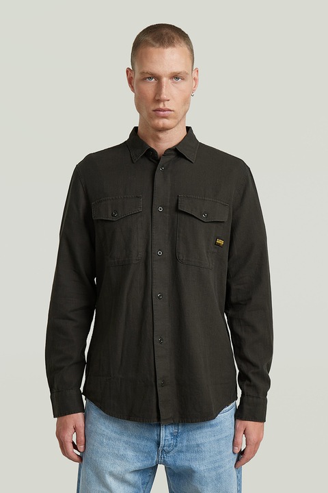 G-STAR, Marine szűk fazonú ing, Erdőzöld/Koptatott fekete