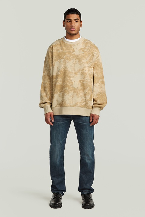 G-STAR, Bluza de trening supradimensionata din bumbac organic, Galben/Crem