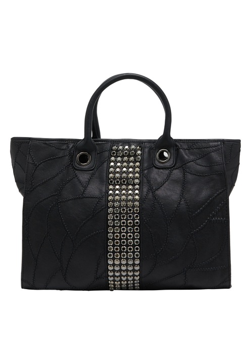 Geanta dama Joella, neagra, 100% PU, dimensiune unica, 3 compartimente cu fermoar