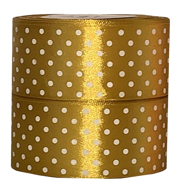 Сатена панделка на точки Tasiema, Kufer, 25 мм, 22 метра, многоцветна