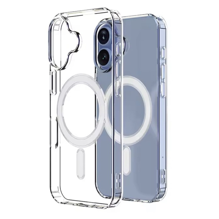 Husa Pentru iPhone 17 Transparenta cu MagSafe, Air Cushion Antishock, Protectie Camere, Compatibila Incarcare Wireless, Clear Case