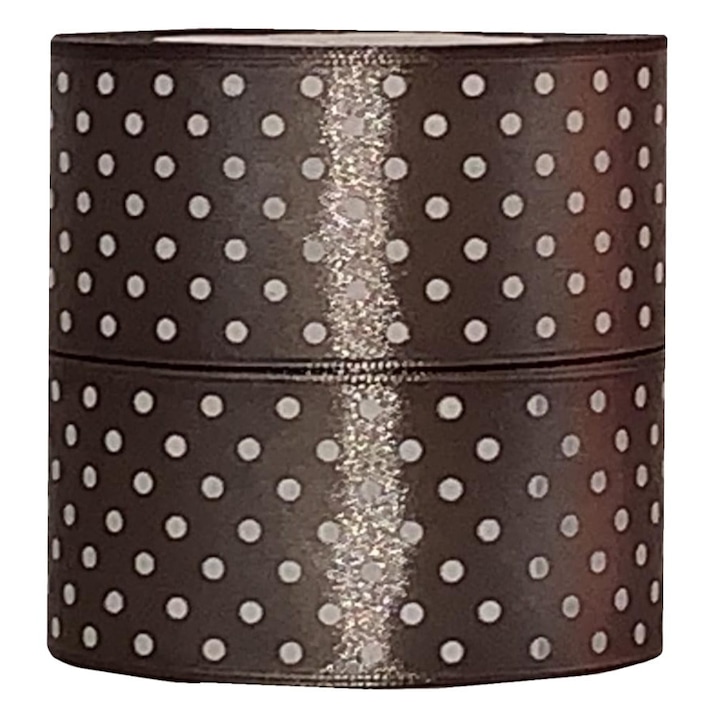 Сатена панделка на точки, Куфер, 25 мм, 22 метра, многоцветна