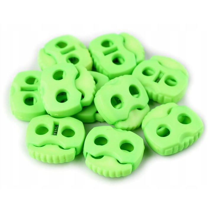 DUGÓK 20 X 20 MM KÉT LYUKKAL 10 DB NEONZÖLD 39