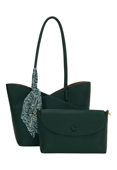 Set de genti Joella, 2 in 1, design minimalist, culoare oliiva, one size