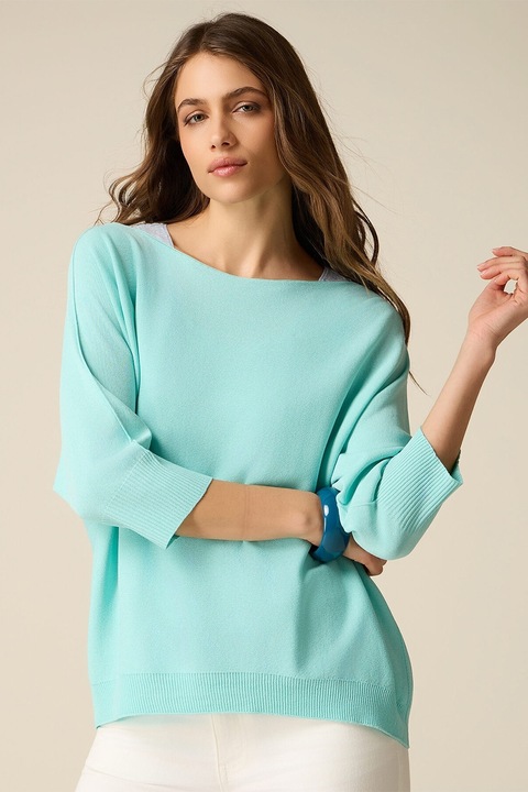 Oltre, Pulover supradimensionat cu maneci 3/4, Verde menta