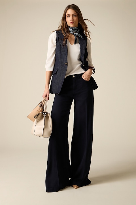 Oltre, Pantaloni palazzo din lyocell, Albastru inchis