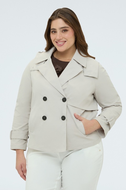 Fiorella Rubino, Trenci scurt cu doua randuri de nasturi, Gri deschis