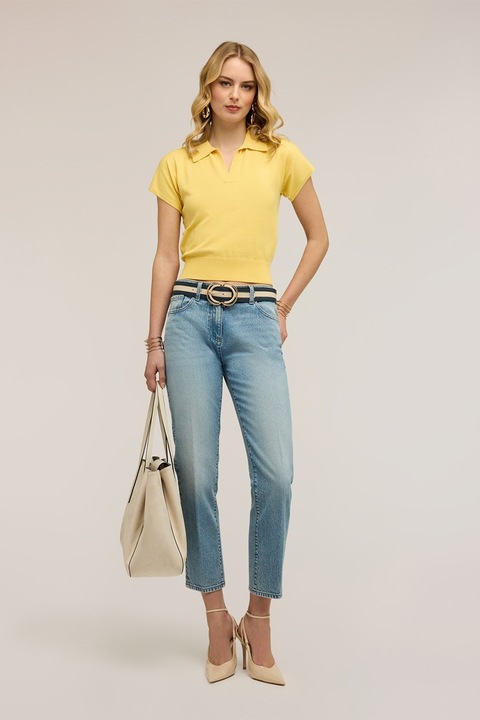 Motivi, Blugi crop cu talie medie, Albastru deschis