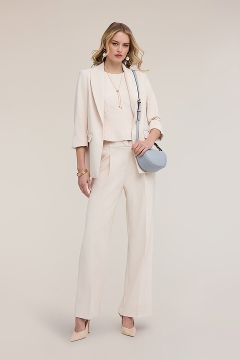 Motivi, Pantaloni palazzo cu model uni, Alb fildes