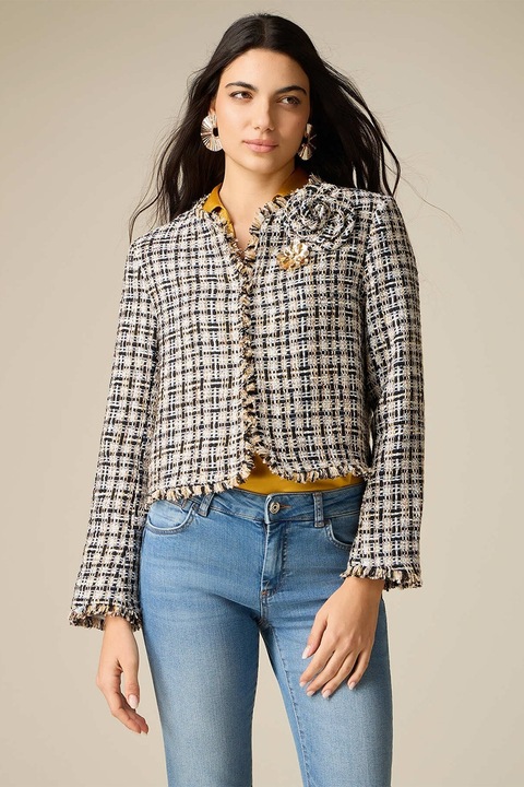 Oltre, Sacou crop din tuid, Negru/Alb murdar