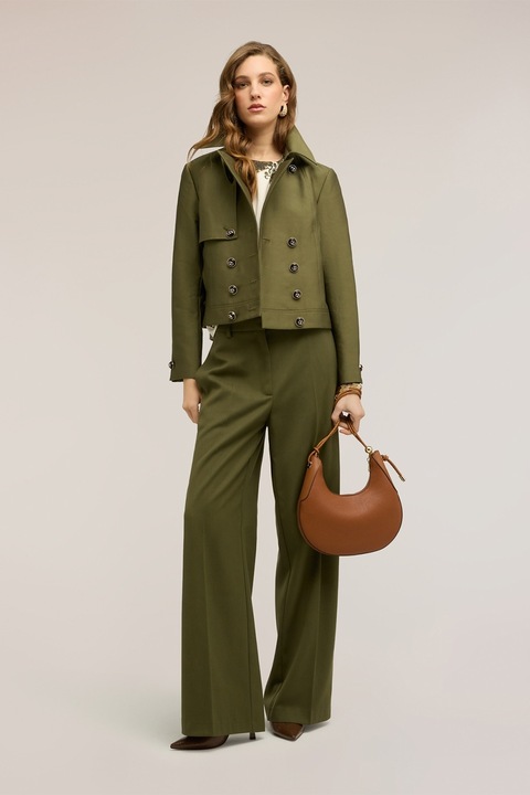 Motivi, Pantaloni palazzo cu talie inalta, Verde feriga