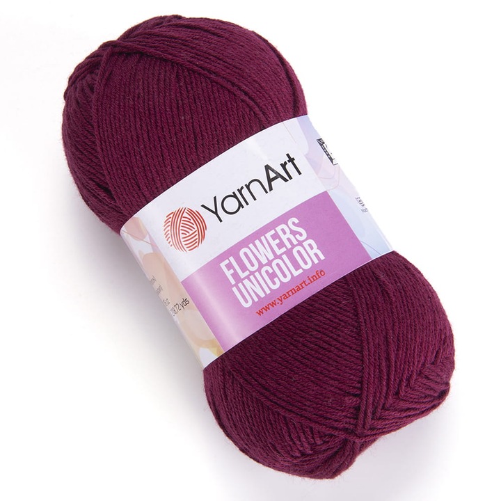 Fir Yarnart Flowers Unicolor, 50g, 200m, 55% bumbac, 45% acril, multicolor, grosime 1