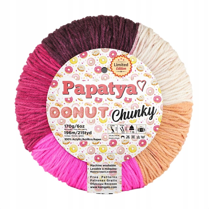Fire textile Papatya, Wloczka Donut Chunky, multicolor, 170g/196m