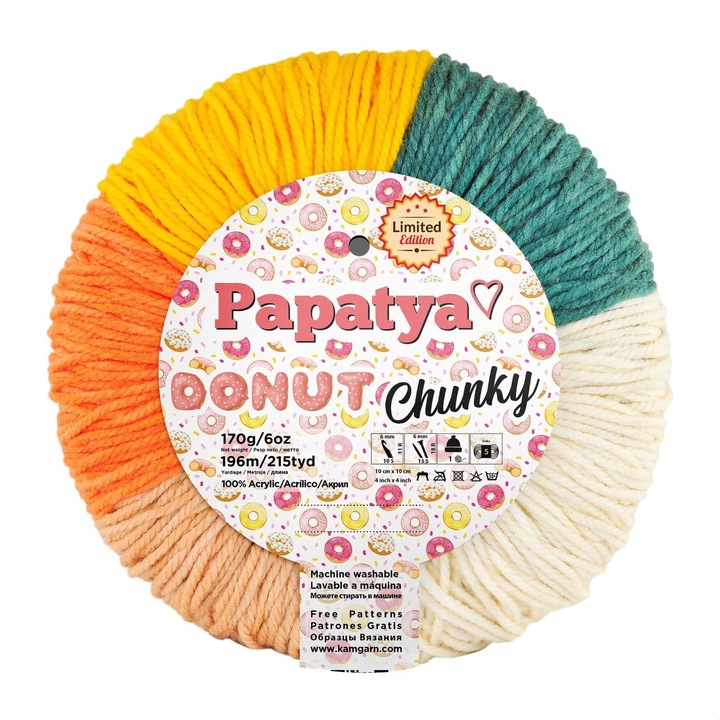 Fire textile Papatya, Wloczka Donut Chunky, multicolor, 170g/196m