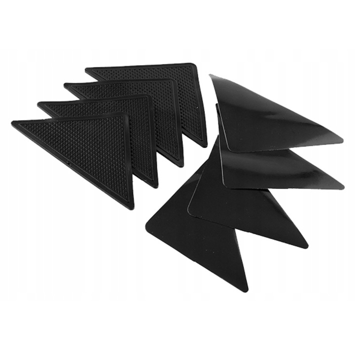 Set 8 suporturi antiderapante pentru covoare, Top Gift, negru, 15x11x11cm