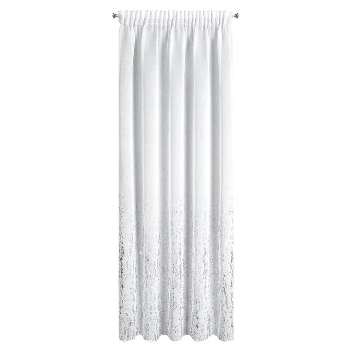 Перде Eurofirany 140x270 см, бяло, със сребрист принт, готово за монтаж