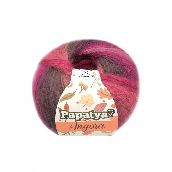Garn Papatya Angora Batik, 80% acril, 20% lana merino, roz, rosu, bej, 100g, 550m