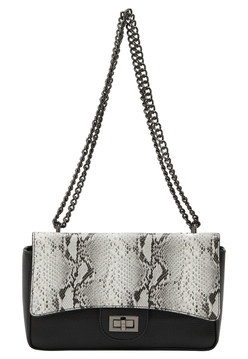 Joella női táska, fekete-fehér, 80% PU, 20% bőr, univerzális méret