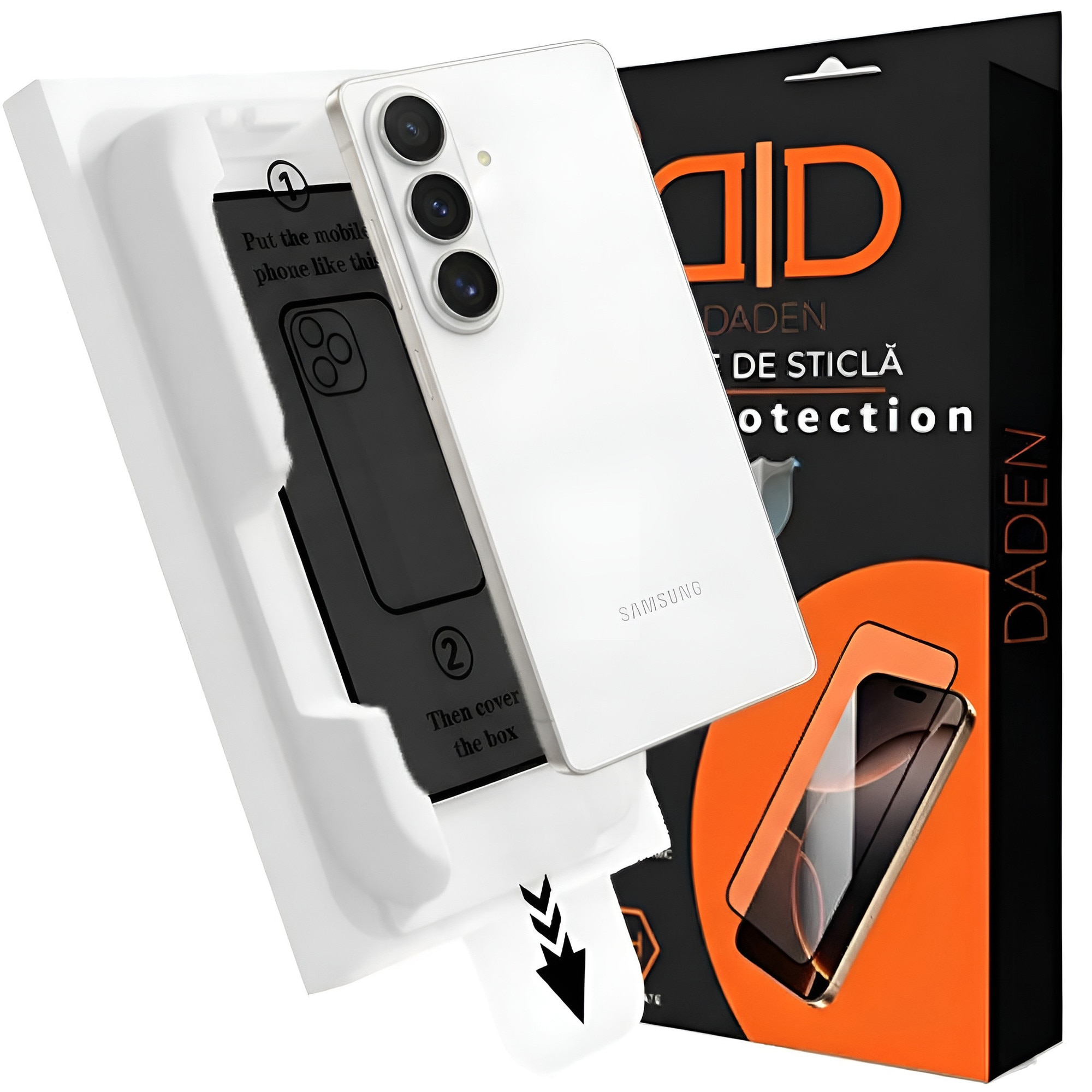 Folie sticla privacy cu aplicator pentru Samsung Galaxy S26 Plus Daden MagicBox, Anti-spy, 9H, Full Glue, Full Cover, Aplicator automat, Antisoc, Antizgarieturi, Margini negre